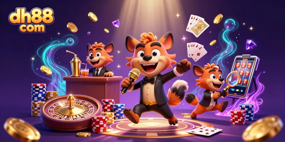 Experience the vibrant casino scene at dh88 com, featuring hyenas in lively roles amidst sparkling gems and dynamic game elements.