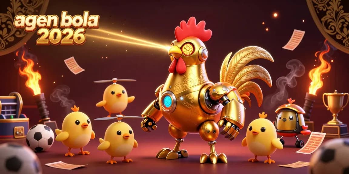 A thrilling illustration representing agen bola 2026 with futuristic robot characters engaging in dynamic sports betting activities.