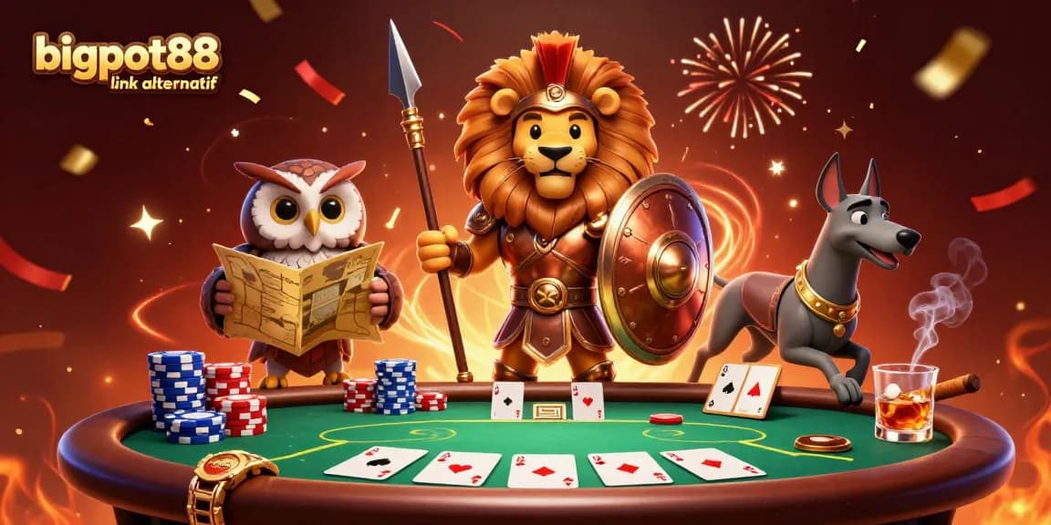 Engage with the bigpot88 link alternatif in a thrilling poker setting featuring dynamic 3D characters.