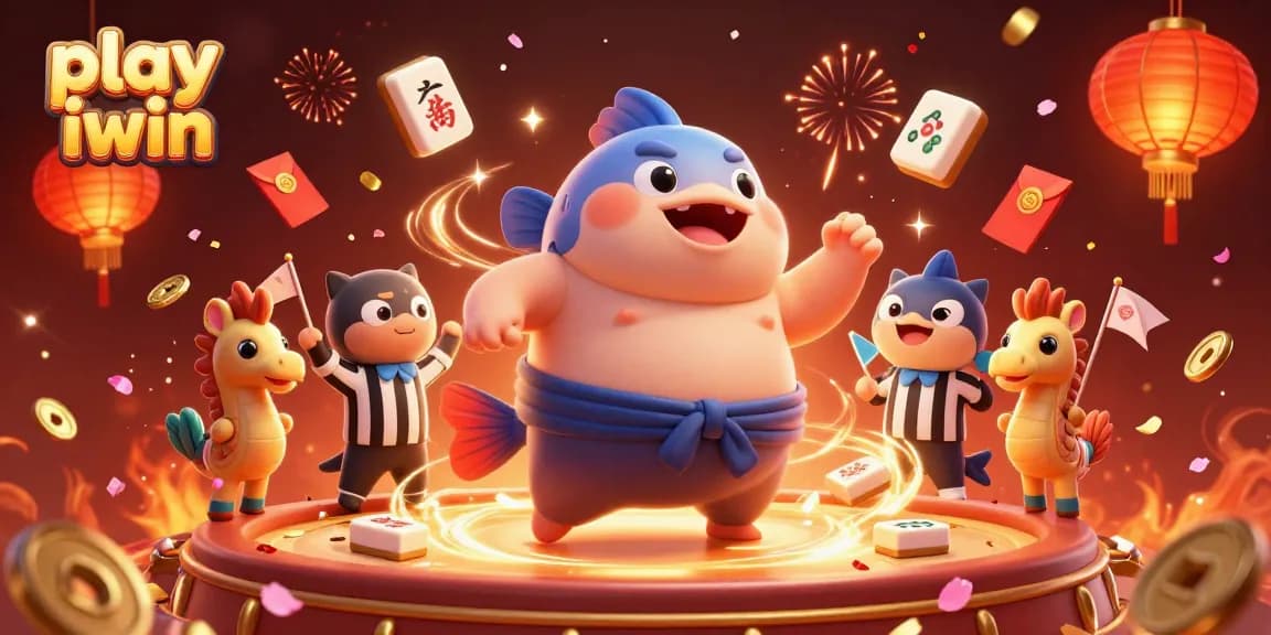 Play iwin with vibrant underwater casino action featuring a blowfish, catfish referee, and festive elements.