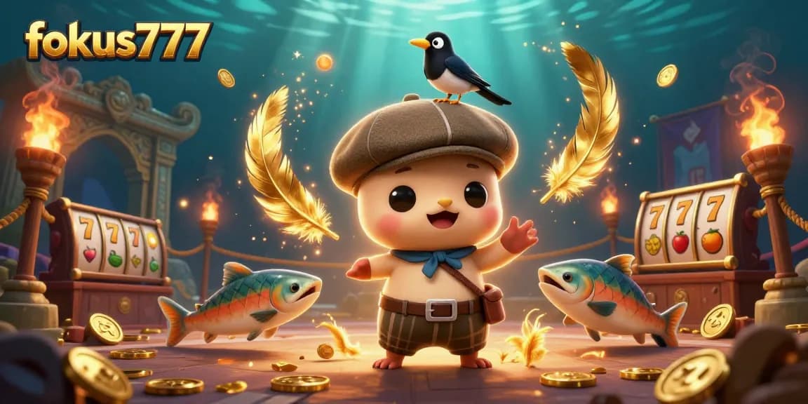 Experience thrilling gameplay with fokus777 in a vibrant 3D scene filled with luck and excitement.
