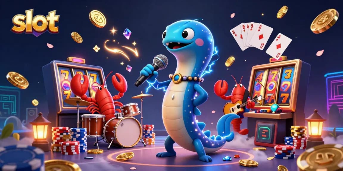 Spin the slot reels with the electric eel DJ and vibrant casino elements in an underwater scene.