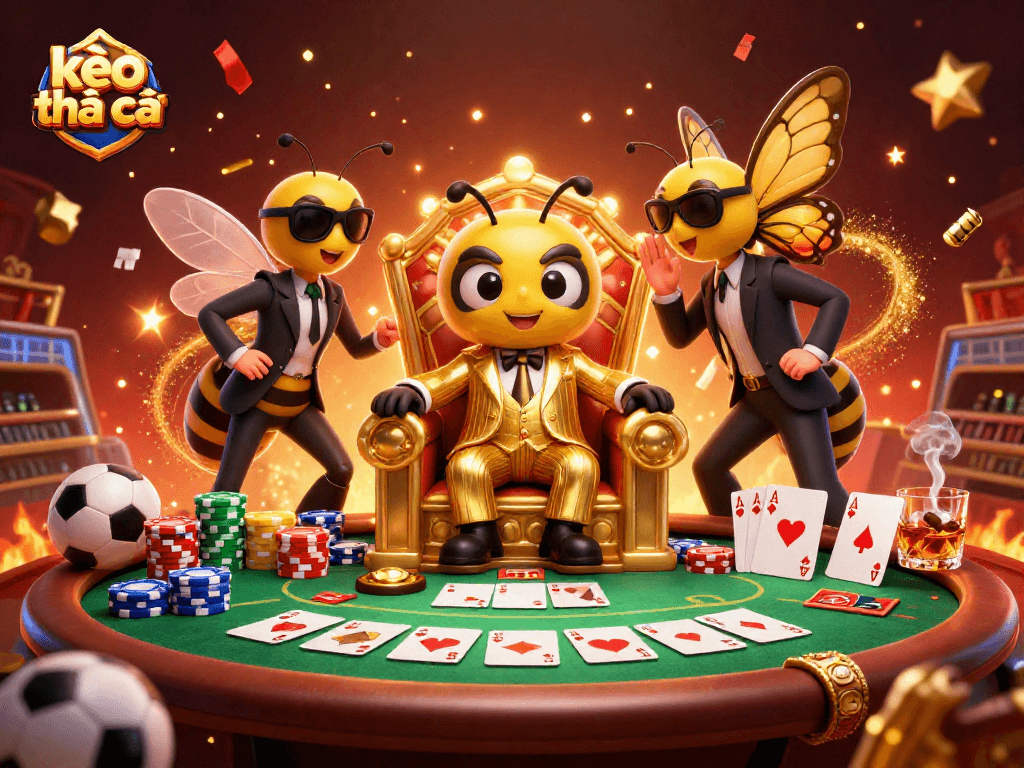 Experience thrilling sports betting with kèo nhà cái in this vibrant 3D casino illustration.