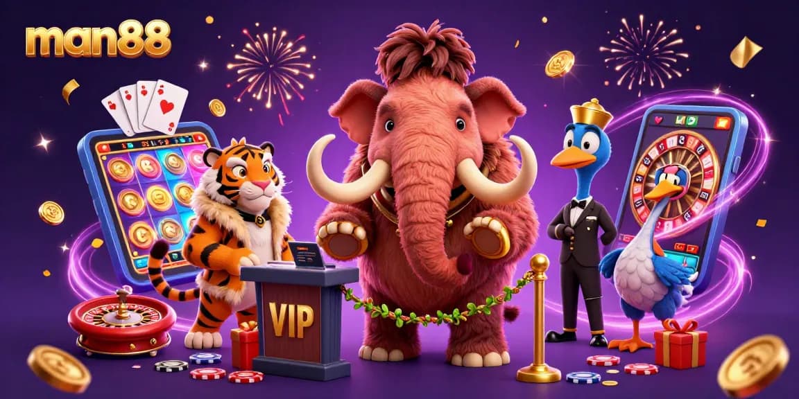 Join the excitement at man88 with colorful slot games and dynamic casino scenes featuring unique characters.