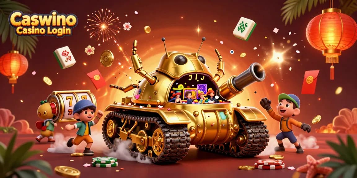 Experience seamless gaming with Caswino Casino Login, featuring a vibrant 3D casino tank and slot games.