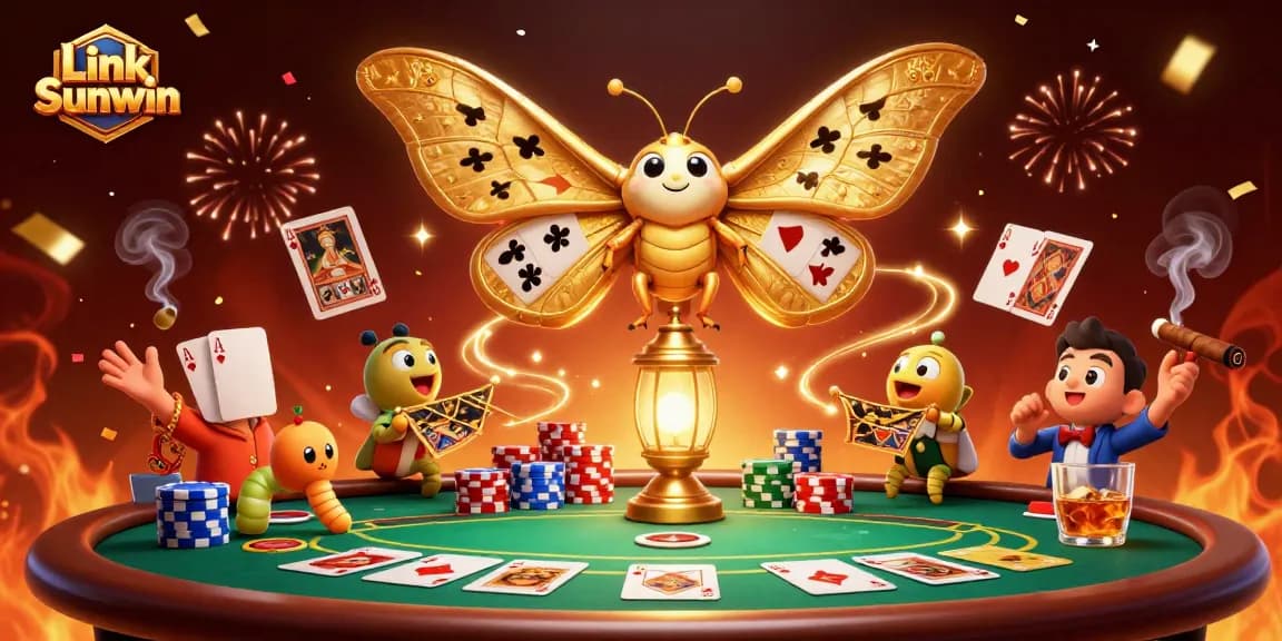Experience the excitement of Link Sunwin with dynamic casino scenes illustrated in a vibrant and engaging 3D design.