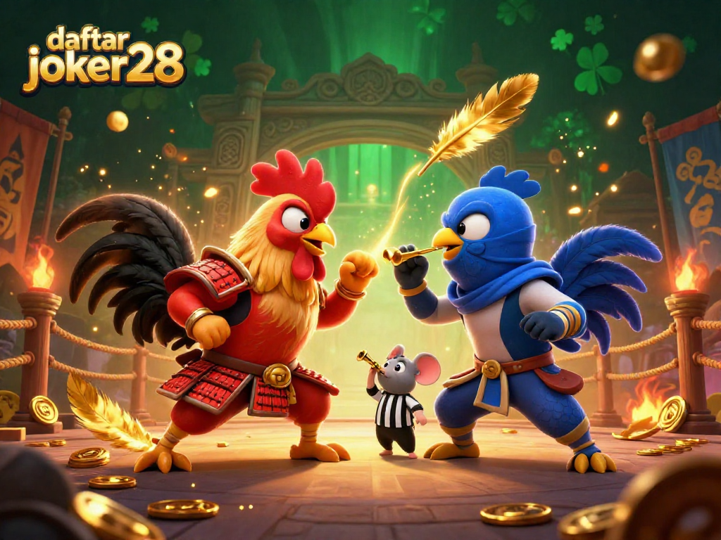 Daftar joker28 menghadirkan duel seru dua ayam laga dalam arena pertarungan dengan nuansa kasino.