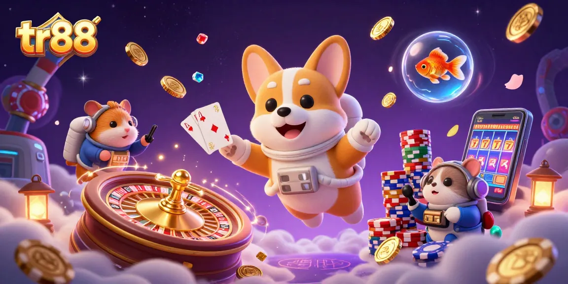 Experience thrilling gameplay with tr88 as a corgi astronaut navigates a vibrant space casino