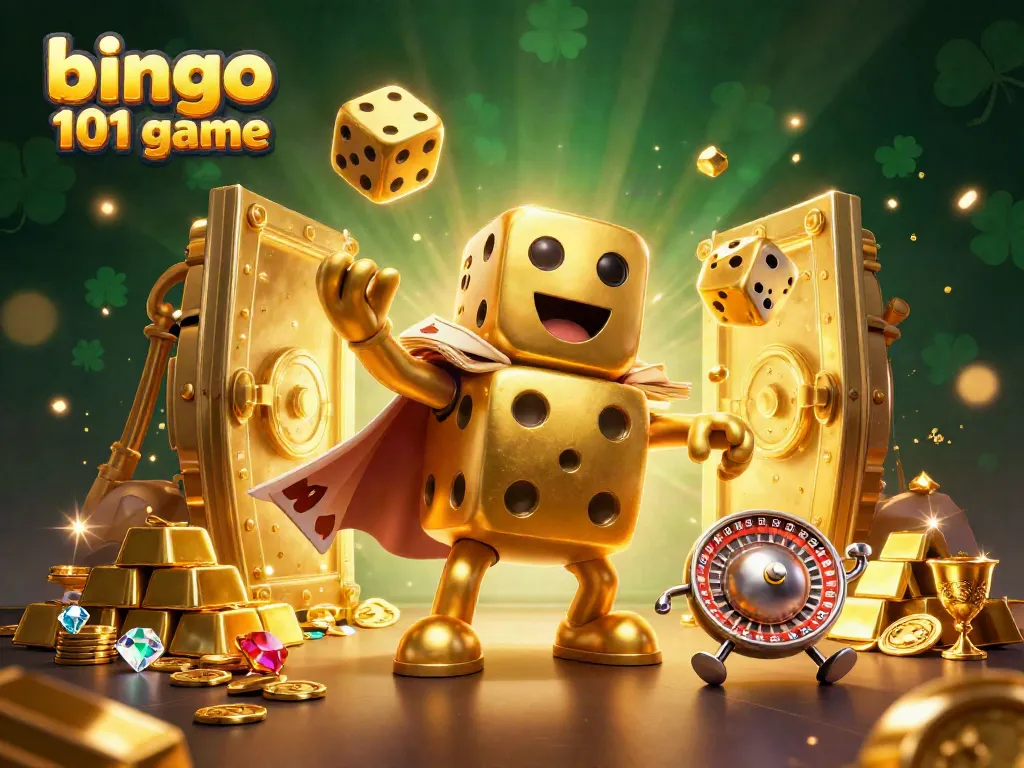 Bersenang-senang dalam permainan bingo 101 game dengan karakter bercorak kartun di dunia kasino yang penuh harta.