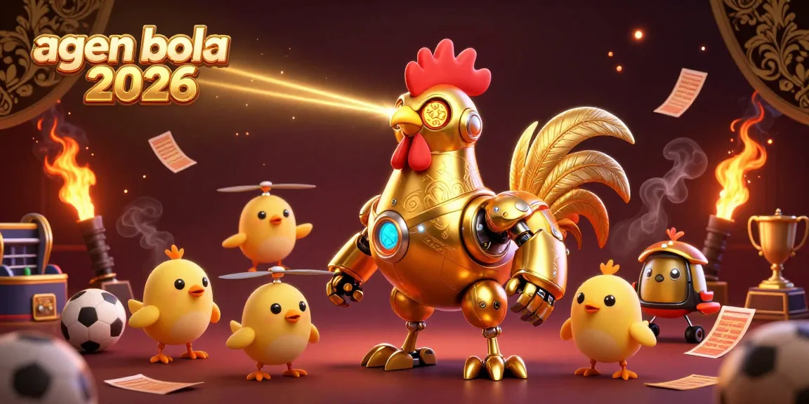 A thrilling illustration representing agen bola 2026 with futuristic robot characters engaging in dynamic sports betting activities.