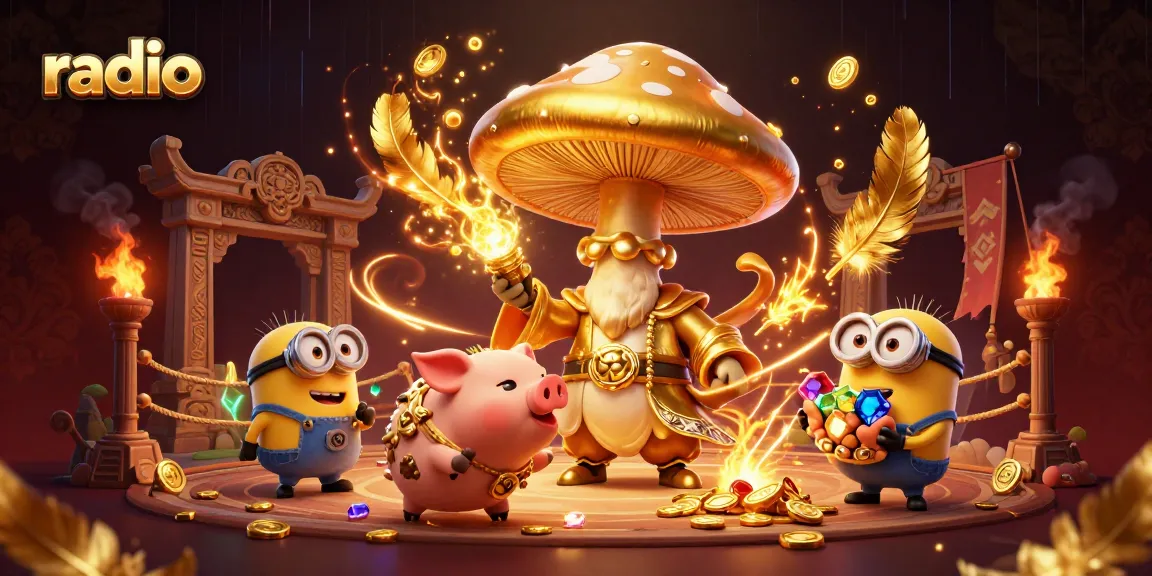 Experience exhilarating radio gaming with a vibrant 3D magical adventure scene.