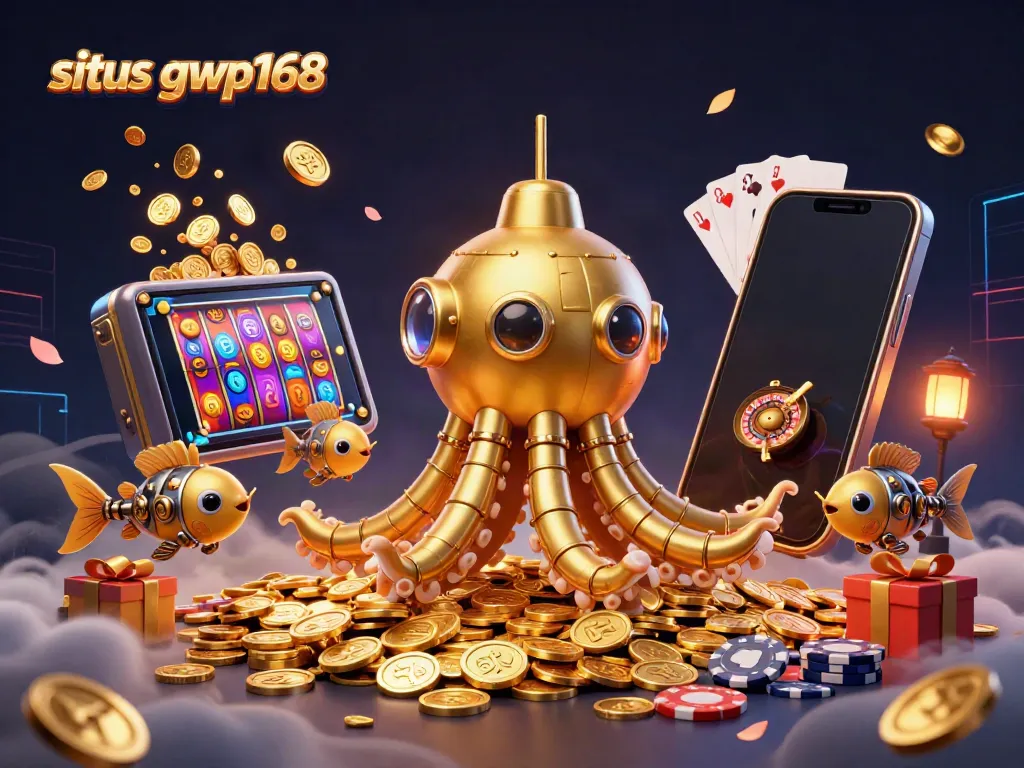 Mainkan situs gwp168 dengan akses game online dan hadiah menarik dalam ilustrasi kasino.