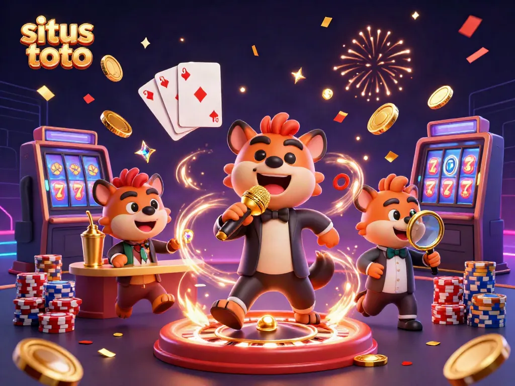 Situasi menyenangkan di situs toto dengan hyena bersenang-senang di kasino yang ramai.