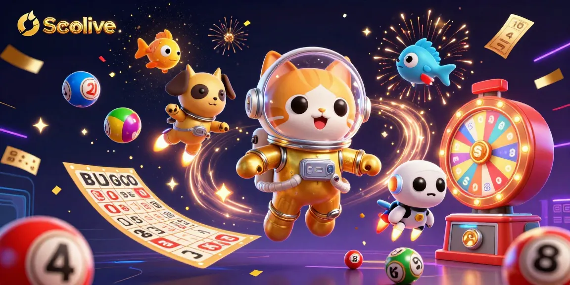 Socolive engages players with a dynamic gaming scene featuring a floating astronaut cat and rich gambling elements.
