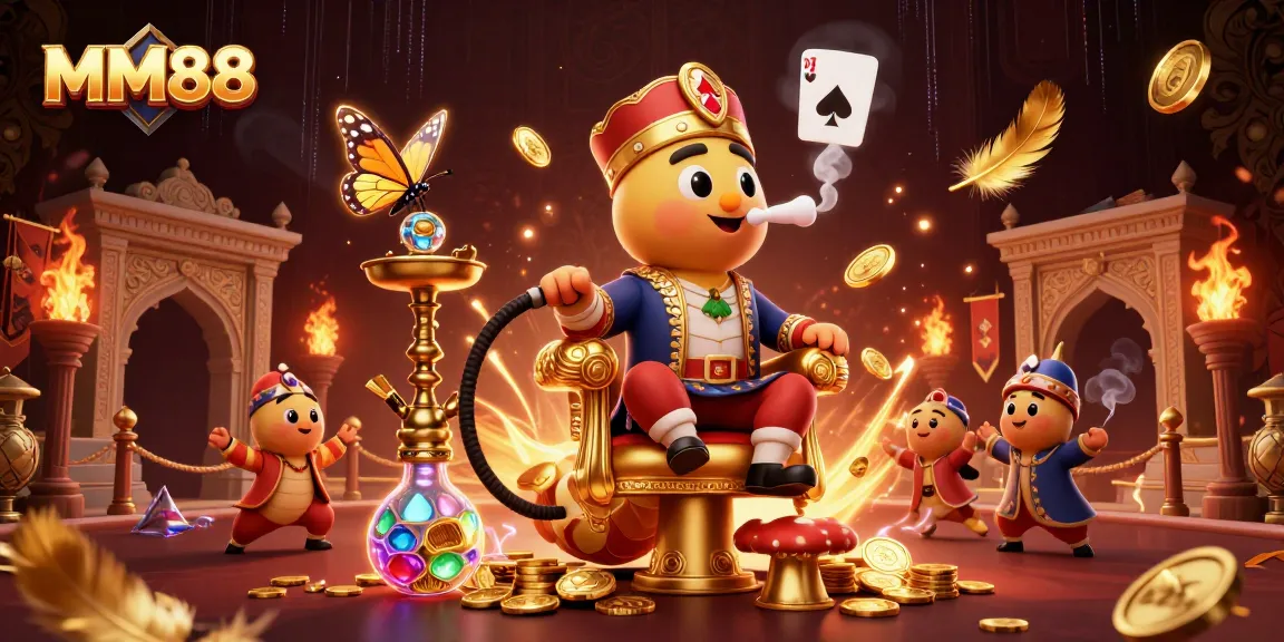 Experience the excitement of MM88 with a vibrant illustration featuring a unique caterpillar character and immersive casino elements.