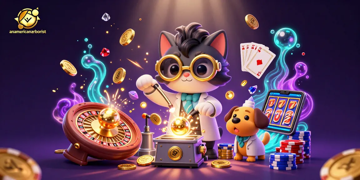 anamericanarborist brings excitement with golden coins and roulette in a vivid casino scene