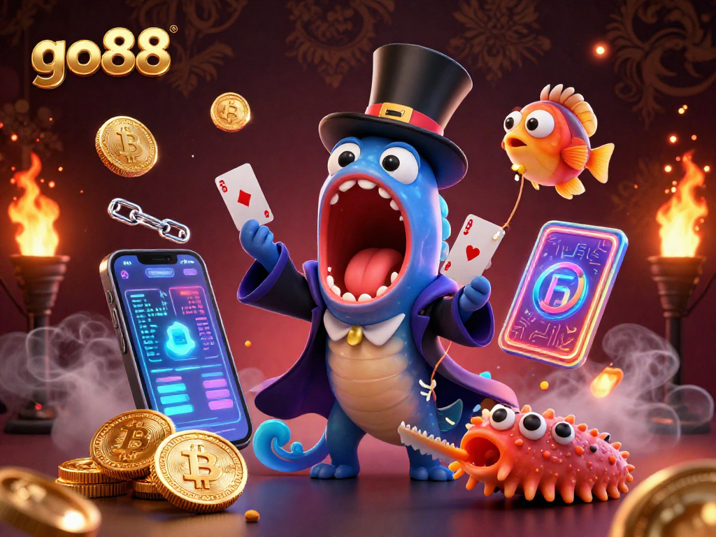 Experience thrilling wins at go88 with a vibrant 3D gaming scene featuring unique casino elements.