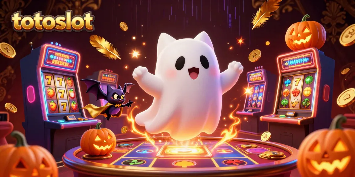 Totoslot: Join a vivid casino adventure with a ghost cat and vampire bat among glowing slots and coins