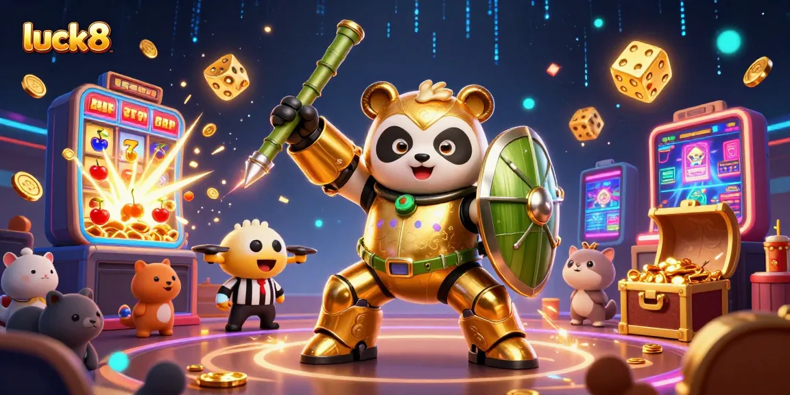 Experience luck8's thrilling gaming with 3D cartoon characters and vibrant casino elements.