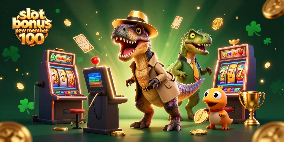 Experience thrilling action with the slot bonus new member 100, featuring cartoon dinosaurs at the slots.