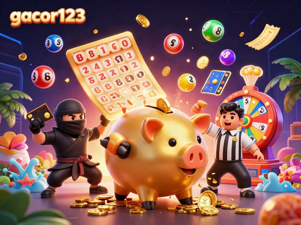 Excite your winnings with gacor123 in this vibrant casino scene featuring golden luck and dynamic elements.