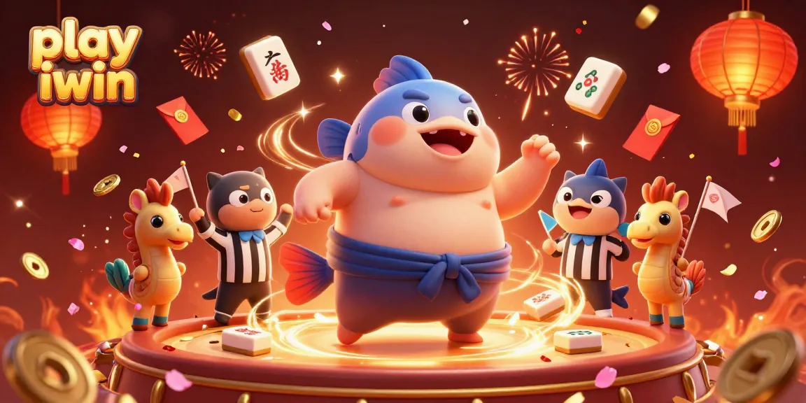 Play iwin with vibrant underwater casino action featuring a blowfish, catfish referee, and festive elements.