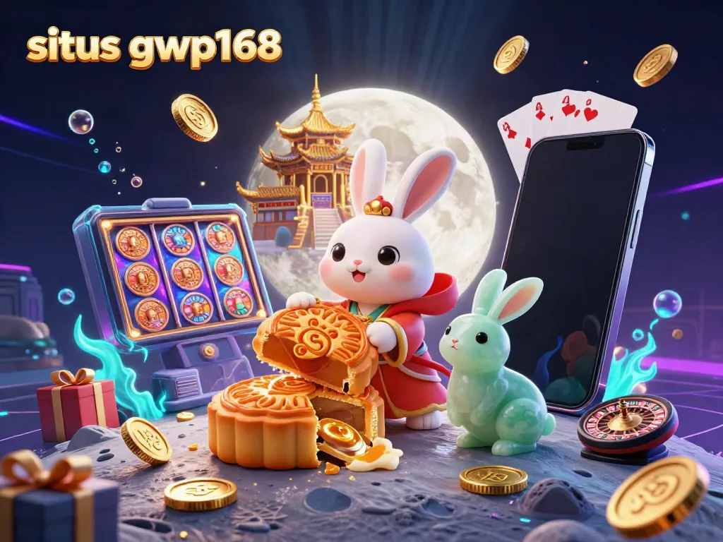 Situs gwp168 menyajikan ilustrasi kasino menghibur dengan tema bulan dan karakter menarik.