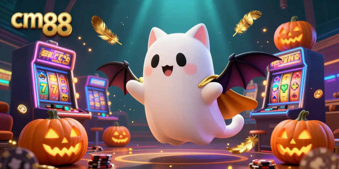 Experience thrilling gameplay with cm 88 – a lively scene featuring a ghost cat and vibrant casino elements.