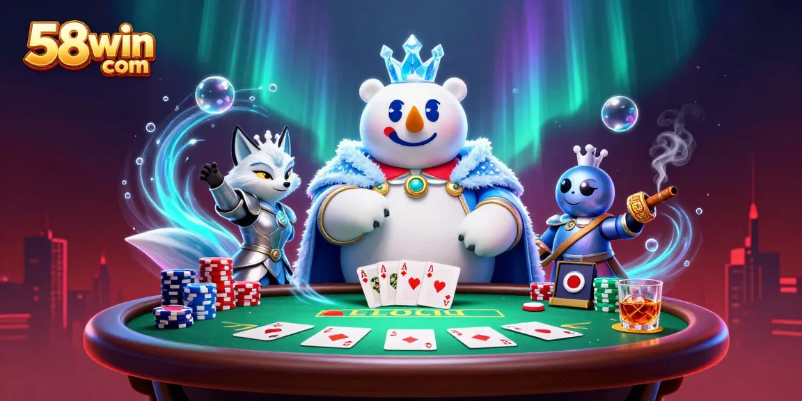 Engage in thrilling poker action with 58win com's immersive gaming scene featuring dynamic card play.