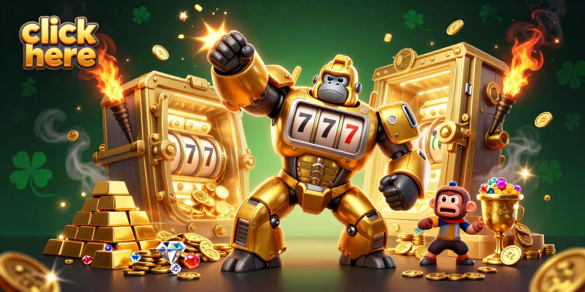Click here to win big playing slots with our golden gorilla mech and exciting treasures!