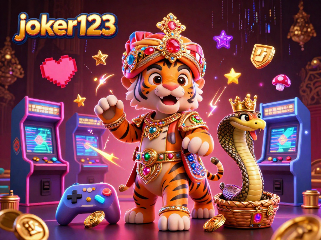 Jelajahi dunia joker123 dengan ilustrasi kasino 3D yang menampilkan karakter bersejarah dan mesin permainan animasi.