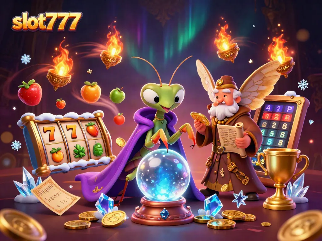 Mainkan slot777 dan menangkan jackpot besar dalam ilustrasi fantasi kasino yang menarik.