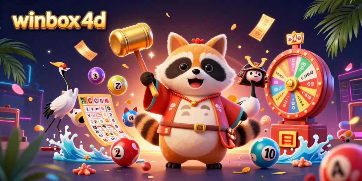 Engage with winbox 4d as the tanuki and friends celebrate in a dynamic casino illustration.