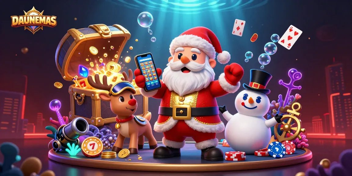 Engage with DAUNEMAS at the casino with captivating slot reels and festive characters!