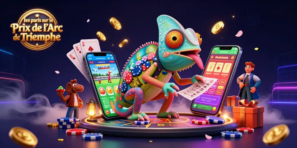 Engage in les paris sur le Prix de l'Arc de Triomphe with dynamic betting elements and vibrant horse racing visuals.