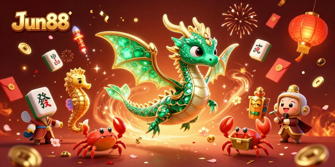 Join the Jun88 gaming adventure with lucky treasures and vibrant casino elements!