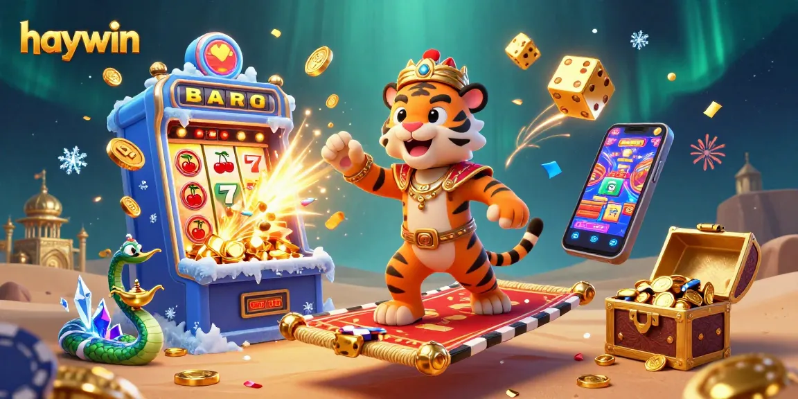 Play exciting slot games and win big at haywin with this vibrant casino illustration.