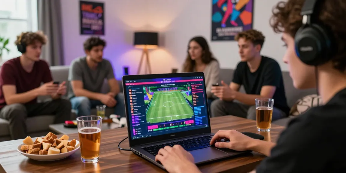 Engaging in the Playin exchange platform for live sports betting with friends in a modern setting.