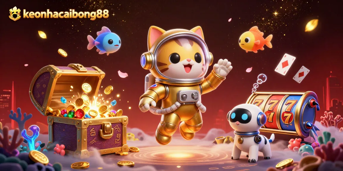 Engage with exciting winnings at keonhacaibong88 amidst golden treasures and cosmic elements.