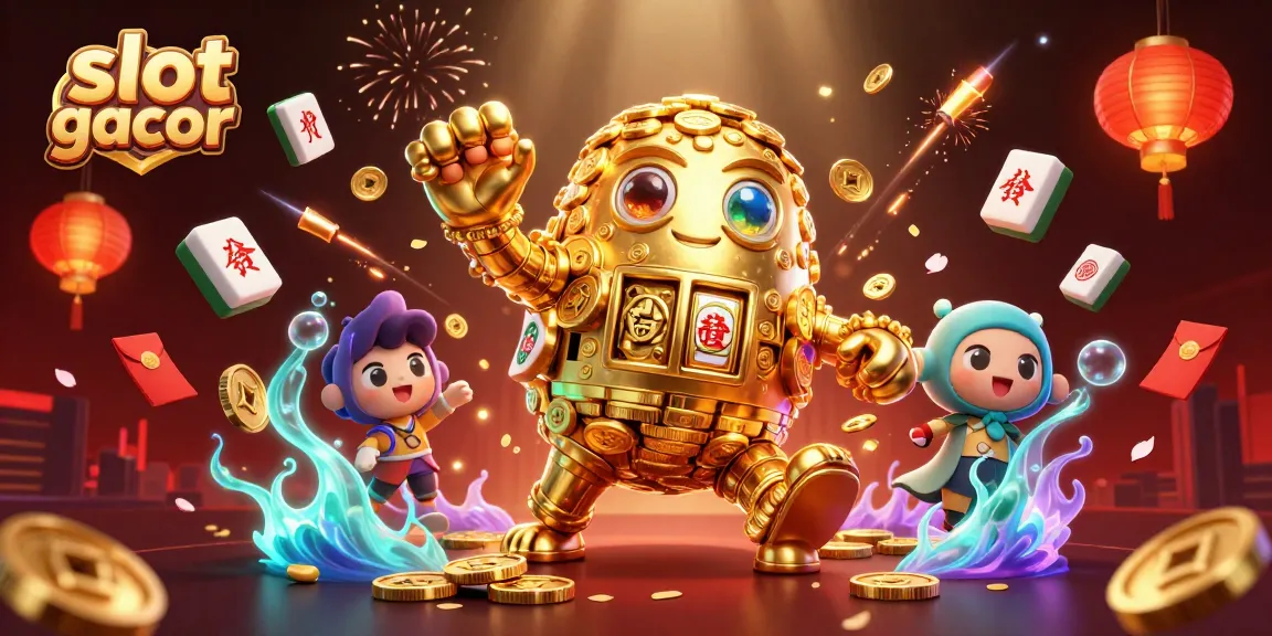 Bermain slot gacor dengan 3D golem emas dan elemen menarik dalam ilustrasi kasino