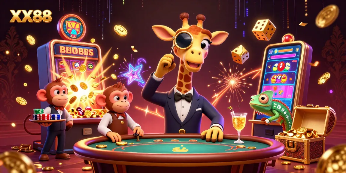 Experience thrilling gameplay at XX88 with giraffes, monkeys, and treasure-filled slots.