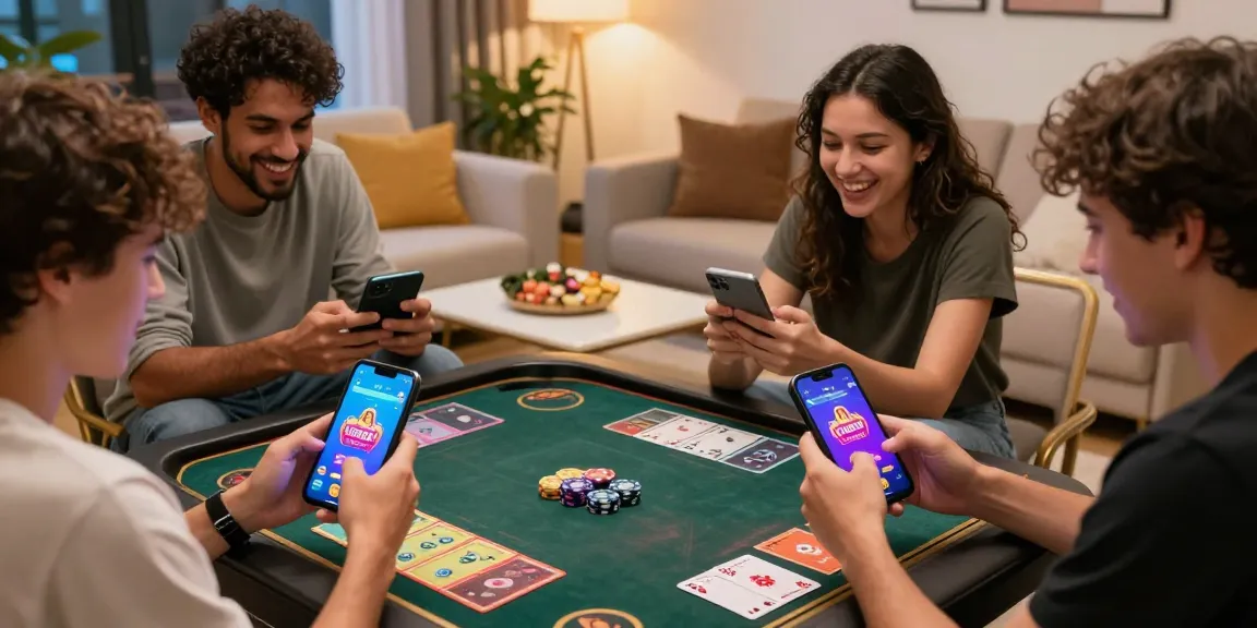 Players enjoying Teen Patti Gold game in vibrant living room, visit site for real cash challenges.