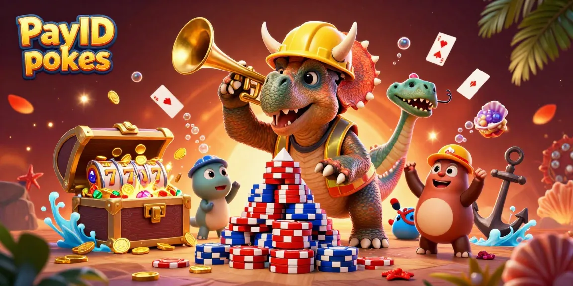 Engaging scene showcasing PayID pokies with vibrant characters building poker chip structures