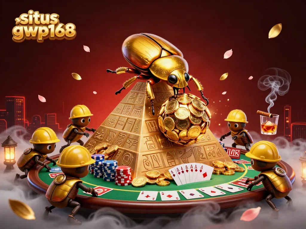 Mendapatkan keberuntungan di situs gwp168 dengan karakter bug emas menarik, penuh nuansa kasino.