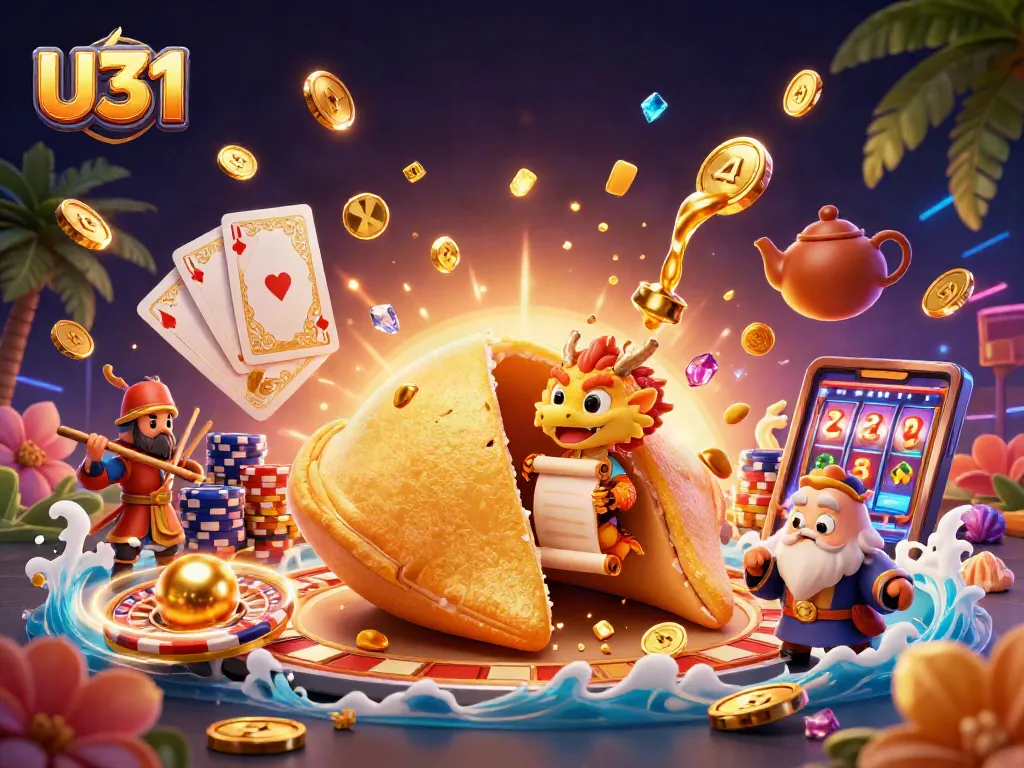 Engage with U31's exciting slots and live casino action featuring vibrant 3D elements.