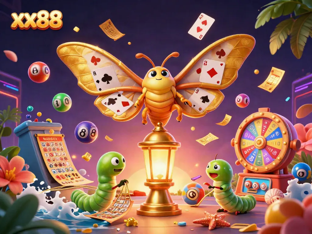 Experience thrilling gameplay at xx88 with vibrant designs and engaging symbols in a captivating illustration.