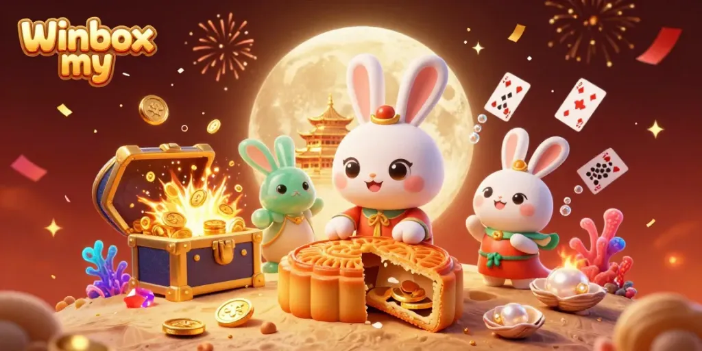 Experience delightful moments at Winbox my with a festive casino celebration featuring vibrant characters and gaming elements.