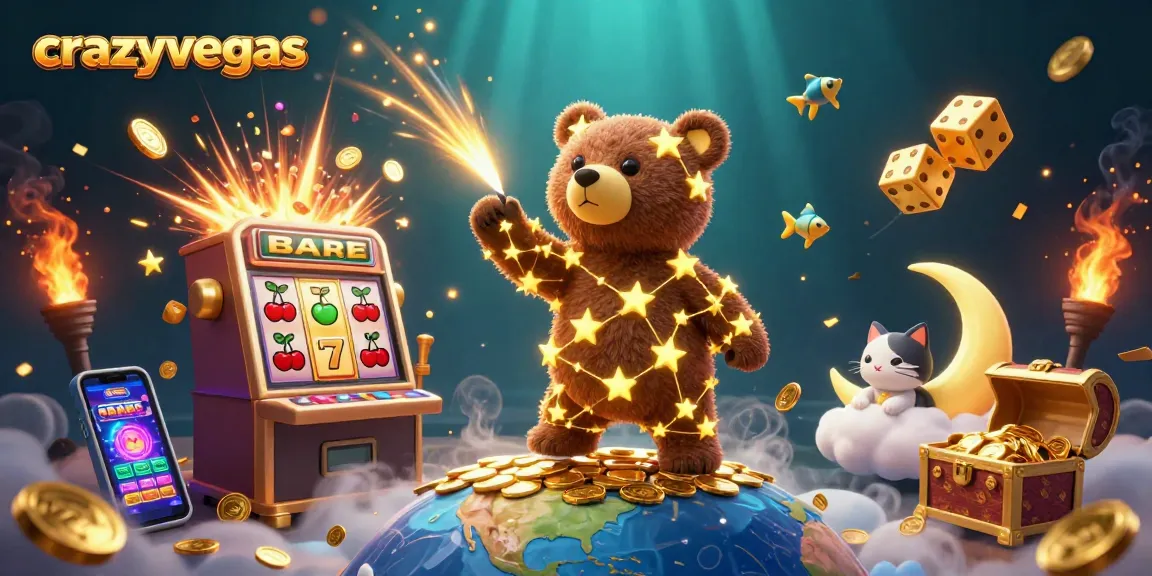 Experience thrilling wins at crazyvegas with a vibrant 3D casino scene full of slots and treasures.