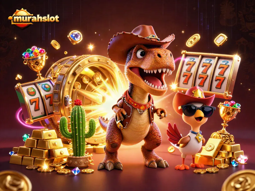 mainkan murahslot dengan dinosaur koboi dan harta karun berkilauan yang meriah