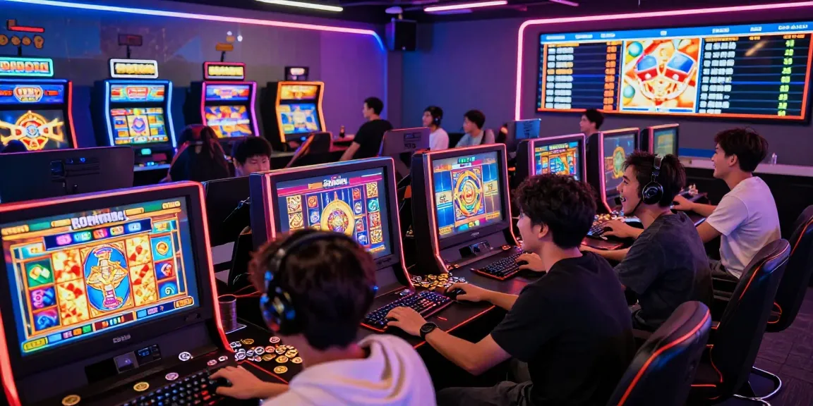 Pengalaman bermain slot gacor yang seru dengan pemain antusias di ruang permainan modern.